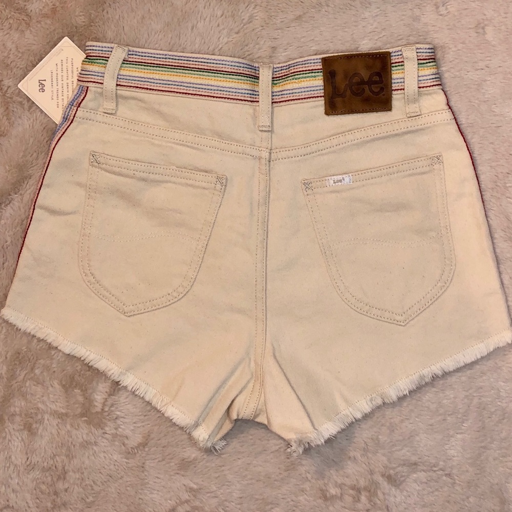 Lee - Rainbow Embroidery Cut Off Shorts - Ecru - Picture 3 of 8